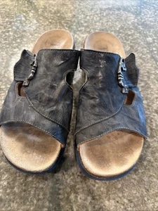 Think! Mizzi Footbed Slide Sandals EUR 38 Womens Size 7 Dark Gray Leather - Picture 1 of 8