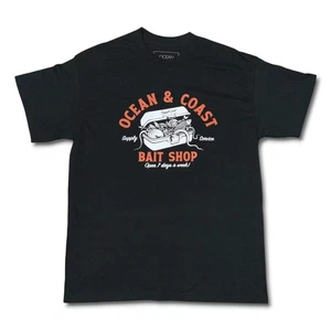 Ocean & Coast Fishing T-Shirt Bait Shop Worms Tackle Box Black Size Medium - Picture 1 of 12