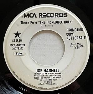 Joe Harnell Theme From "The Incredible Hulk" 45 rpm MCA (1978) Promo vg - Picture 1 of 2