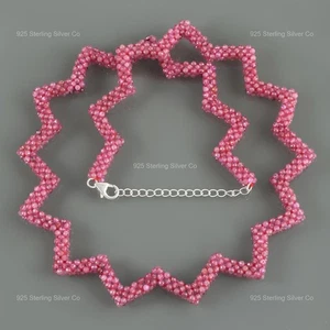 Collar con cuentas de plata de ley 925 fresa cuarzo piedras preciosas boda madre - Imagen 1 de 8