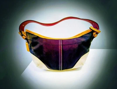 Bolso hobo de cuero de lona negro Coach L2J-9508 genuino de colección usado en excelente estado Foto 1 de 4