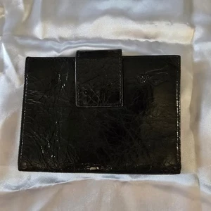 Gebrauchte ausgezeichnete schmale schwarze Damen-Geldbörse aus Leder mit Doppelfaltung von Helen Welsh - Bild 1 von 8