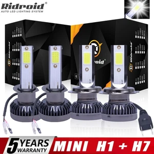 H1 H7 Combo LED Headlight High-Low Beam Bulbs Kit Super Bright Cool White 6000K - Picture 1 of 12