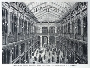1875 Incisione TORINO - NUOVA GALLERIA INDUSTRIA SUBALPINA - Picture 1 of 1