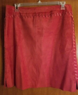 Vintage Women's Kenneth Cole New York Red Suede Western Style Skirt Size 14  - Image 1 of 4