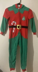 Cat & Jack Kid’s Pajamas Size 6 Red Green Elf Costume Christmas Play Bodysuit - Picture 1 of 8