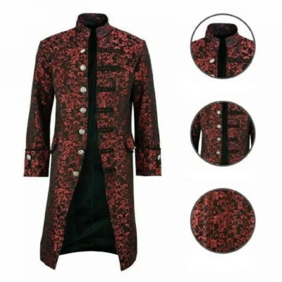 Ручной работы мужской красный парчи гот стимпанк викторианский сюртук/США - Изображение 1 из 4