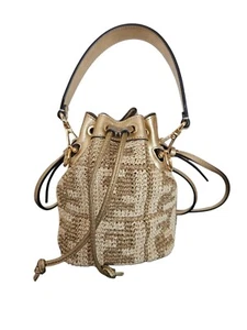 Fendi Mon Tresor Beige/Gold Raffia Mini Bag - Picture 1 of 8