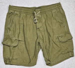 Lucky Brand Cargo Shorts Mens Large Linen Blend Olive Green Casual Outdoor - Picture 1 of 7