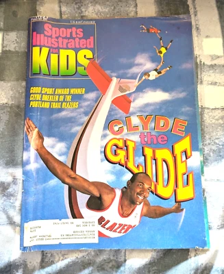 Sports Illustrated para niños febrero 1993 Clyde Drexler con hoja de tarjeta Foto 1 de 3