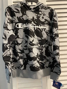 NEW Champion Youth Boy’s Hooded Active Sweatshirt Hoodie MEDIUM. Black/Gray - Picture 1 of 2