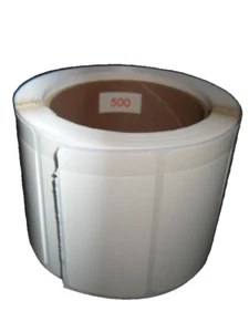 Rollo de etiquetas adhesivas autolaminables blancas de 3"" x 1,5"" sin marca - Imagen 1 de 3