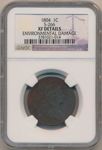 1804 Draped Bust Large Cent, S-266. NGC XF Details Cover