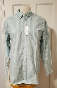 Camicia J.Crew blu chiaro bianca a righe classica lavaggio segreto bottoni davanti nuova con etichette taglia L - Foto 1 di 7