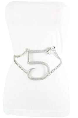 Cintura In Metallo Argento Con Catena A Forma Di Serpente Per Donne XS S M - Immagine 1 di 4