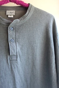 Camiseta LL Bean Para Hombres XL Henley Algodón Tejida Doble Capa LS Caqui Salvia Brezo - Imagen 1 de 4