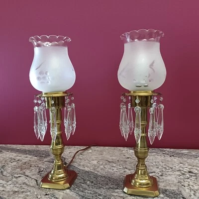 Pair Bradley Hubbard BH Luster Hurricane Boudoir Table lamps - Image 1 of 3