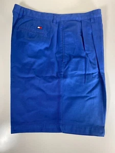 Vintage Tommy Hilfiger Shorts Mens 38x8 Blue Pleated Chino Casual Classic - Picture 1 of 3