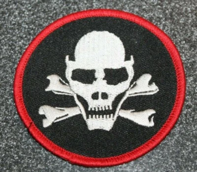 SKULL & CROSSBONES Embroidered PATCH - NOS - 3 INCH Round - Image 1 of 2