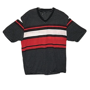True Rock Tee Men’s XXL Black Striped V-Neck Lightweight Short Sleeve T-Shirt - Picture 1 of 8
