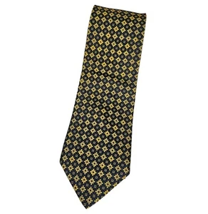 Corbata de seda HARMONT & BLANE ITALIA XL cubos geométricos dorados azul marino con:3,7" usada en excelente estado - Imagen 1 de 5