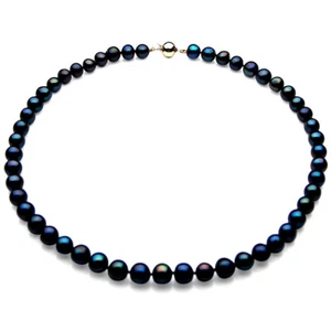 8mm Black Freshwater Pearl Necklace Pacific Pearls® Affordable Gift For Daughter - Picture 1 of 7