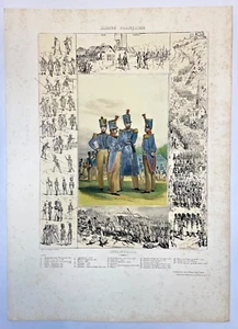 ARMEE FRANCAISE INFANTERIE c. 1840 A. DEGOUY LITHOGRAPHIE ORIGINALE - Imagen 1 de 4