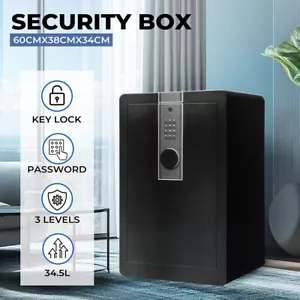 Digital Safe Security Box 34.5L Large Key Fingerprint Light Home Cash Deposit - Picture 1 of 12