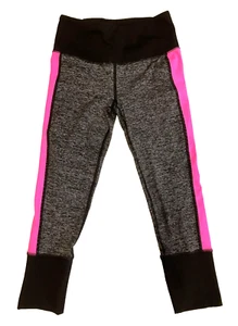 Victoria's Secret VSX Sport Leggings Womens XS Black Pink Knockout Capri Cropped - Picture 1 of 9