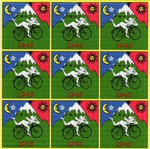 Bicycle Day X9 Albert Hofmann BLOTTER ART perforated sheet paper psychedelic art - Picture 1 of 1