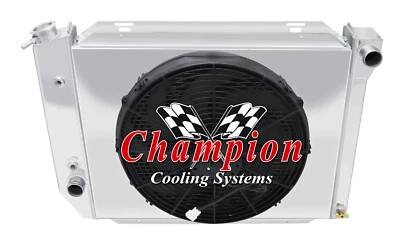Radiador RR Champion 3 filas con ventilador de 16" y cubierta para motor Ford Galaxie 1968 V8 Foto 1 de 4