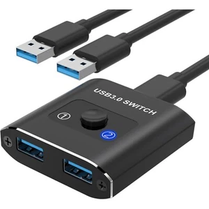 USB 3.0 Bi-Directional Switch 2-in-1 Out 1-in-2 Out for 2 Computers USB Devices - Afbeelding 1 van 9