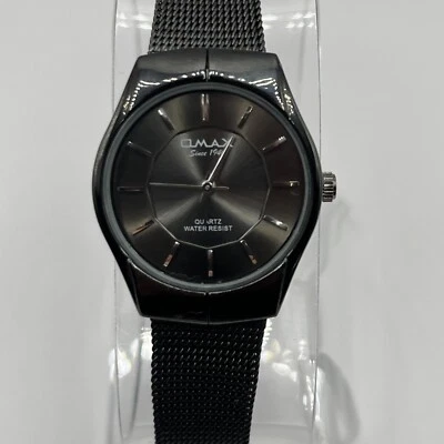Reloj Omax Para Hombre Estuche Delgado Redondo Esfera Negra Malla Estilo Banda - ¡Batería Nueva! Foto 1 de 4