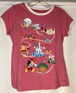 Disney Parks Walt Disney World Park Icons Mickey Damen XS rosa Ringer T-Shirt - Bild 1 von 6