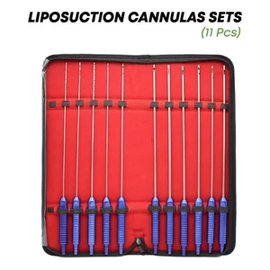 11 Pcs Liposuction Cannulas Fixed Handle Fat Transfer Cosmetic Surgery Kit Set - Picture 1 of 7
