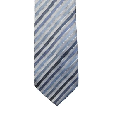 Corbata Croft & Barrow Para Hombres Azul Gris Rayas Mezcla Seda Resistente a Manchas Foto 1 de 4