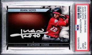 2019 Juan Soto Red Silver Ink # /25 Auto 1st Year Diamond Icons PSA 9 POP 1 - Picture 1 of 2