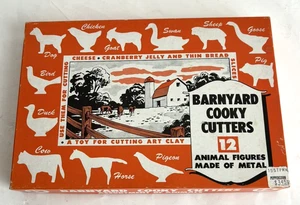 Cortadores de galletas vintage Barnyard Cooky surtido. de animales con caja vaca caballo pato - Imagen 1 de 3