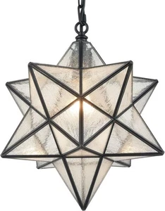 14'' Moravian Star Pendant Light Seeded Glass Star Lights with Hanging Chain - Picture 1 of 7