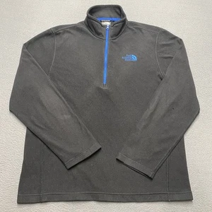 North Face Pullover Mens Medium Black Blue Fleece Quarter Zip Outdoors Hiking - Picture 1 of 11