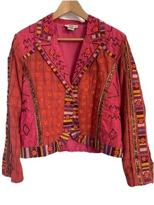 SANDY STARKMAN Vintage Embroidered Sequin Beaded JACKET, Size Large, Artsy - Picture 1 of 5