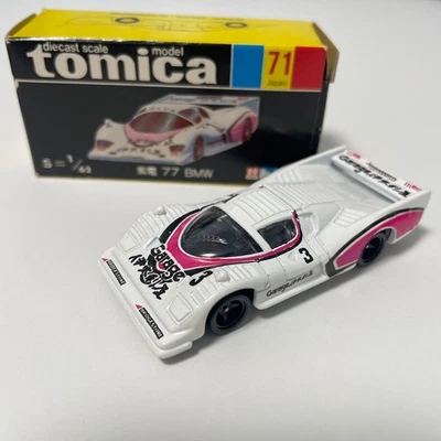 Coche de carreras BMW Tomica Nº71 Shiden 77 escala 1/62 blanco rosa negro con caja Japón Foto 1 de 4