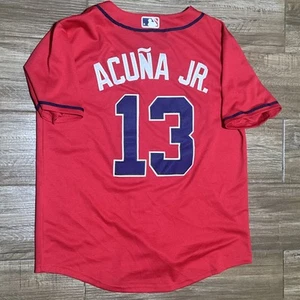 Ronald Acuna Jr Atlanta Braves MLB Baseball Nike Red Jersey Size S / Small Acuña - Picture 1 of 3
