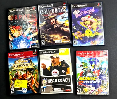 Sony PlayStation 2 (Lote de 6) Orphen, Sonic Rider, Harry Potter, Call of Duty en muy buena condición Foto 1 de 4