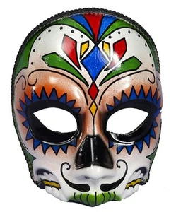 Men's Day Of The Dead Male Multi Colored Costume Mask - Picture 1 of 1