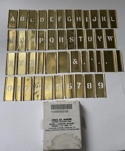 Vintage 1/2" Messing Lockedge Schablonen Set Alphabet A-Z Zahlen 0-9 ~ komplette Box - Bild 1 von 9