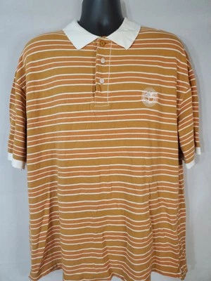 Vintage Timberland Polo Shirt Men's Size Large short Sleeve brown camel Striped - Image 1 of 4
