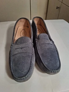 Tod's Light Blue Suede Womens Gommino Driving Loafers Shoes Size 42 - Picture 1 of 18