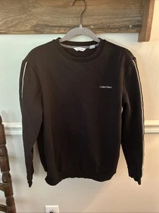 Calvin Klein schwarzer Pullover Rundhals Sweatshirt mit weißen Paspeln Herren Gr. S - Bild 1 von 5