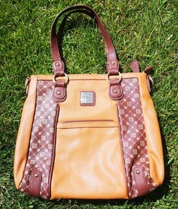 Jose Hess Danbury neuwertig Leder I Love You Handtasche hellbraun mit braunem Besatz - Bild 1 von 7